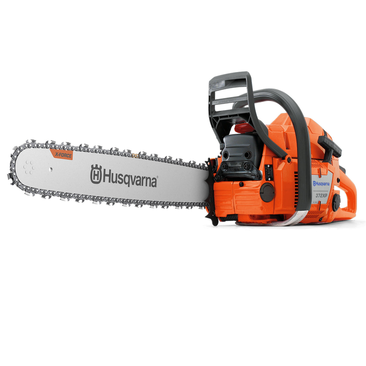 Husqvarna 372XP chainsaw on a white background