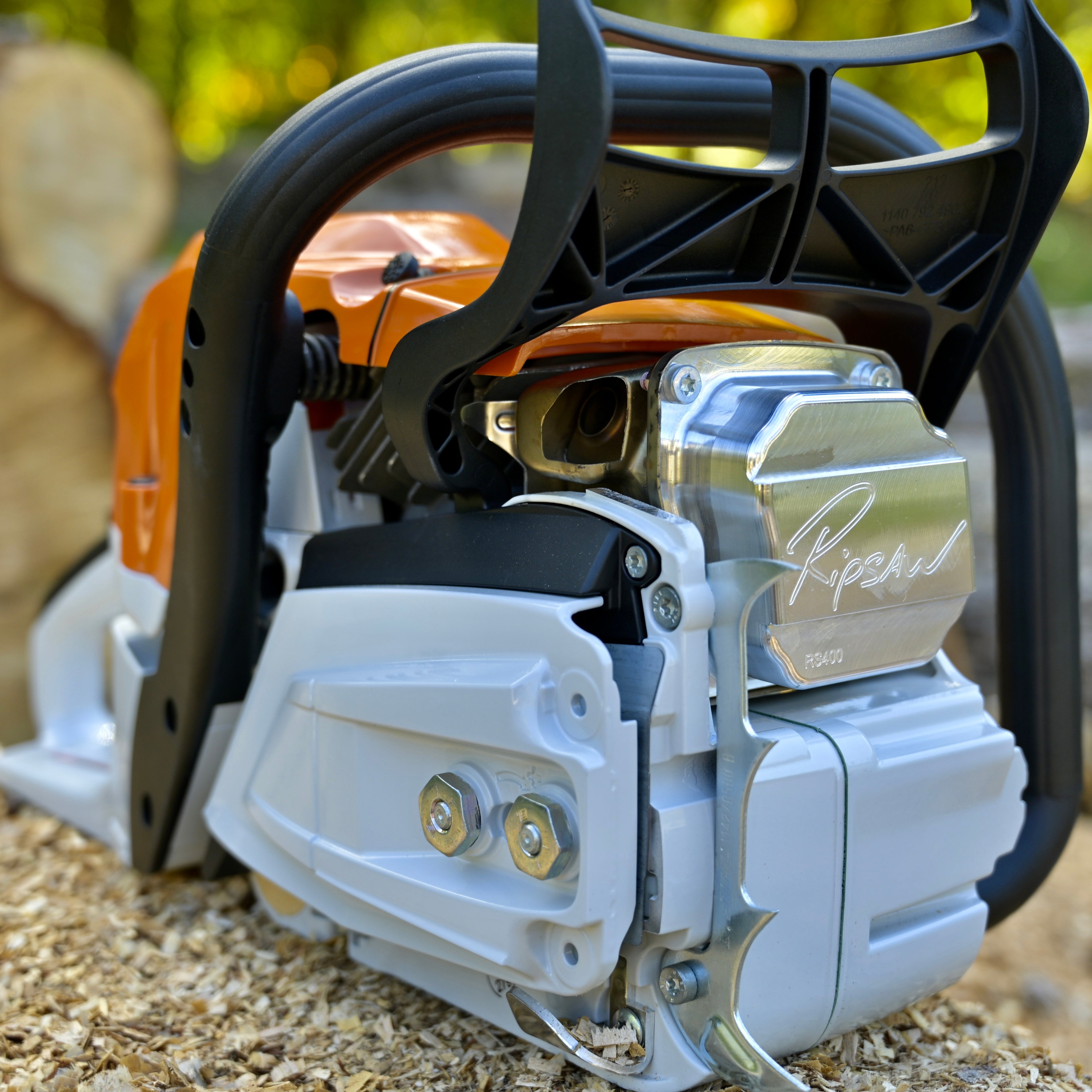 A Ripsaw Signature Series Exhaust installed on a Stihl MS400