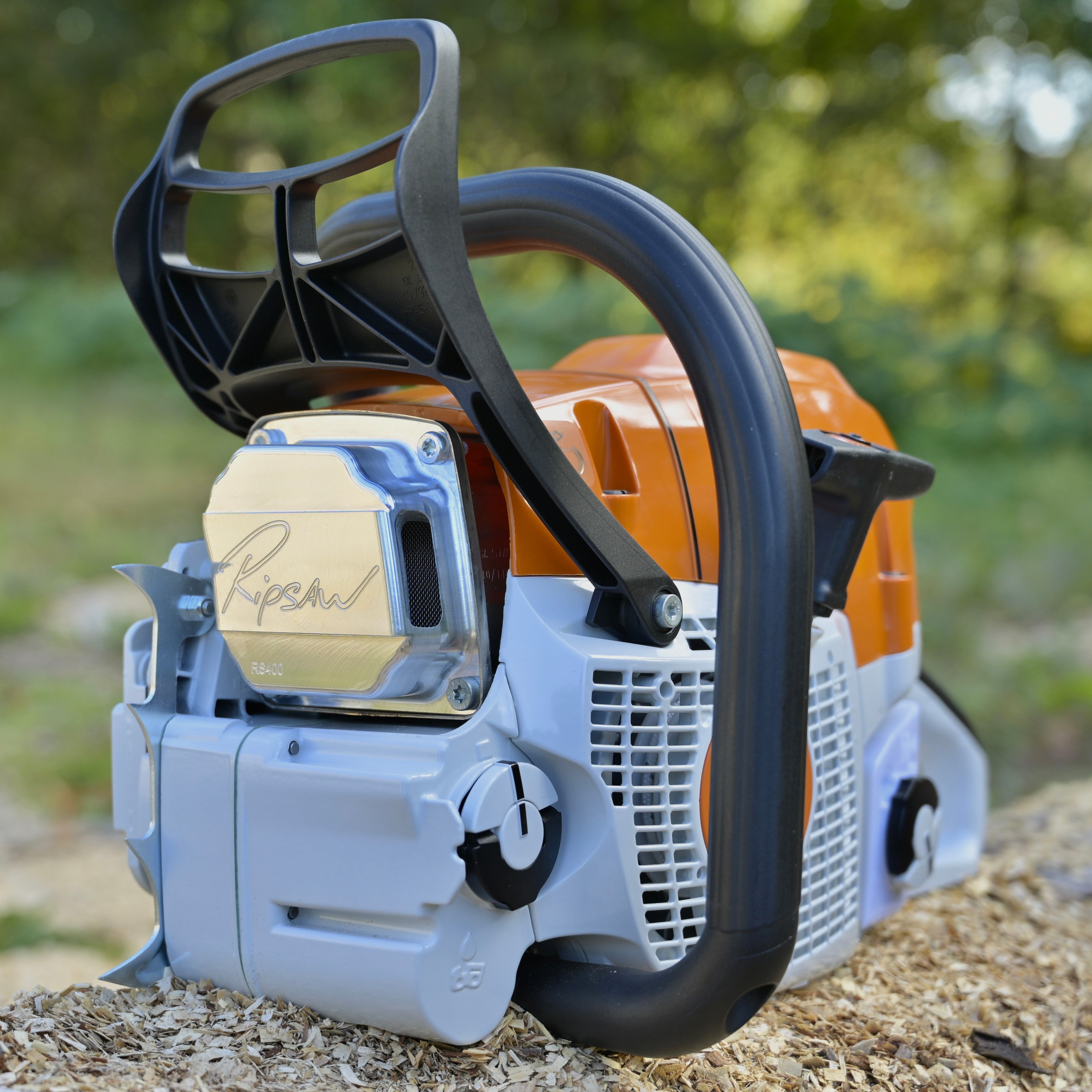 A Ripsaw Signature Series Exhaust installed on a Stihl MS400