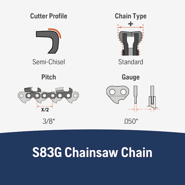Husqvarna S83G X-CUT Low-Kickback Chainsaw Chain (2-Pack)